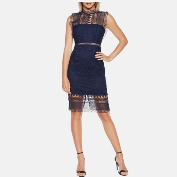 Bardot Dresses & Skirts - $248 Bardot Revolve Mariana Elegant Navy Blue Lace Dress